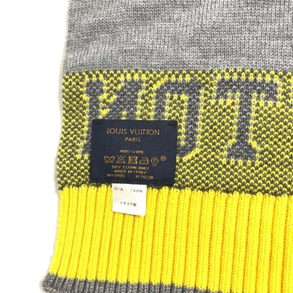 LOUIS VUITTON M71230 Echarpes-Louis logo Scarf wool yellow/gray - Picture 3 of 9